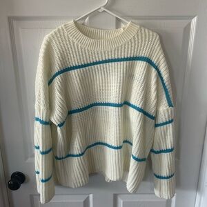 Sew In Love Cream and Blue Striped Sweater